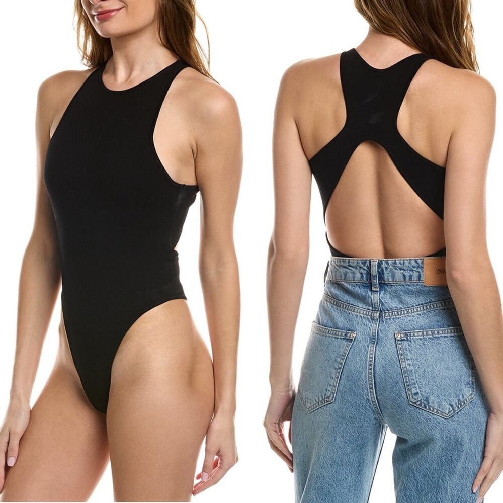 NWT A.L.C Black Pierce Cut Out High Neck Bodysuit